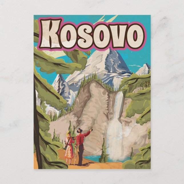 Kosovo Vintage Travel Poster Postcard (Front)