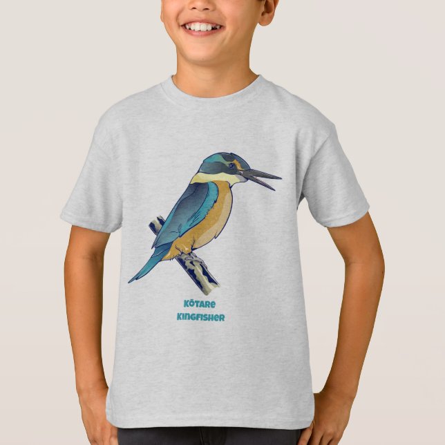 Kotare Kingfisher NZ BIRD T-Shirt (Front)
