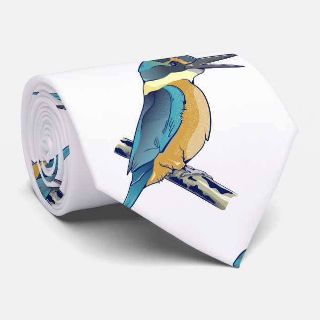 Kotare Kingfisher NZ BIRD Tie (Rolled)