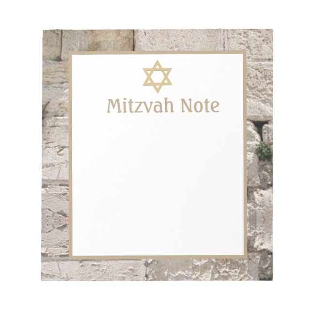 Kotel Jerusalem Stone Mitzvah Notes Notepad (Front)