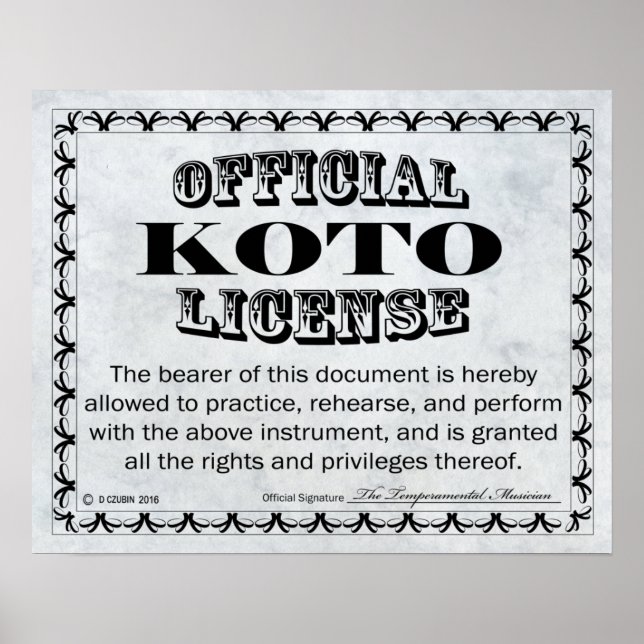 Koto License Poster (Front)