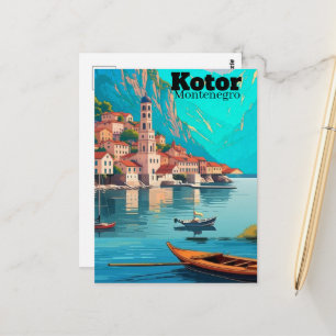 Kotor Montenegro Travel Art Postcard, Kotor Travel Postcard