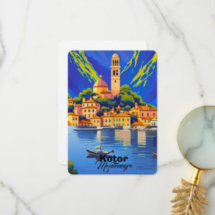 Kotor Montenegro Travel Art Postcard, Kotor Travel Thank You Card