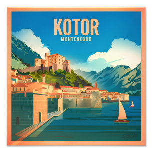 Kotor Montenegro vintage Photo Print