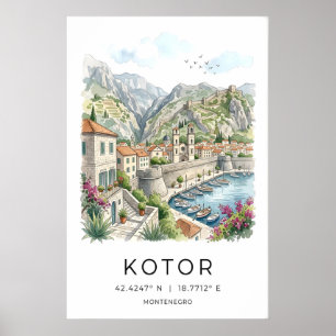Kotor Wall Art Print Calm Bay City View