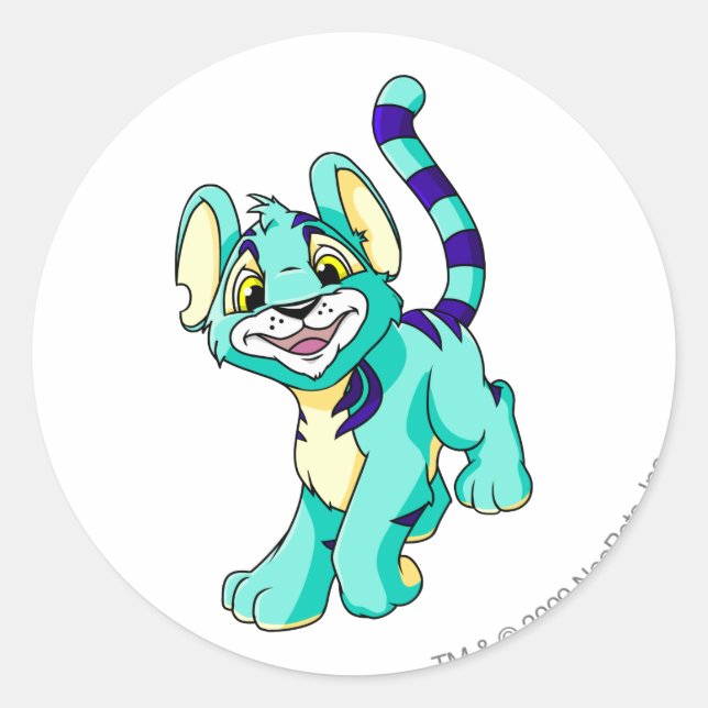 Kougra Blue Classic Round Sticker (Front)