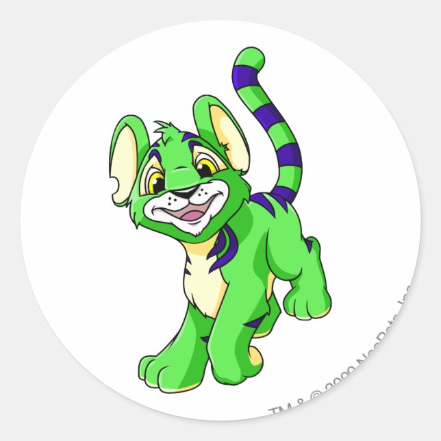 Kougra Green Classic Round Sticker (Front)