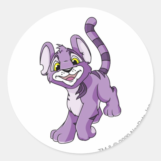 Kougra Purple Classic Round Sticker (Front)