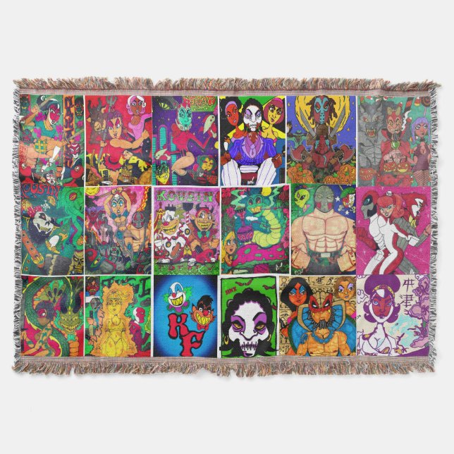 Kousin Freaky Multiple Design Throw Blanket (Front)