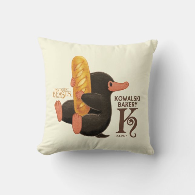 Kowalski Bakery - Niffler With Bread Throw Pillow (Front)