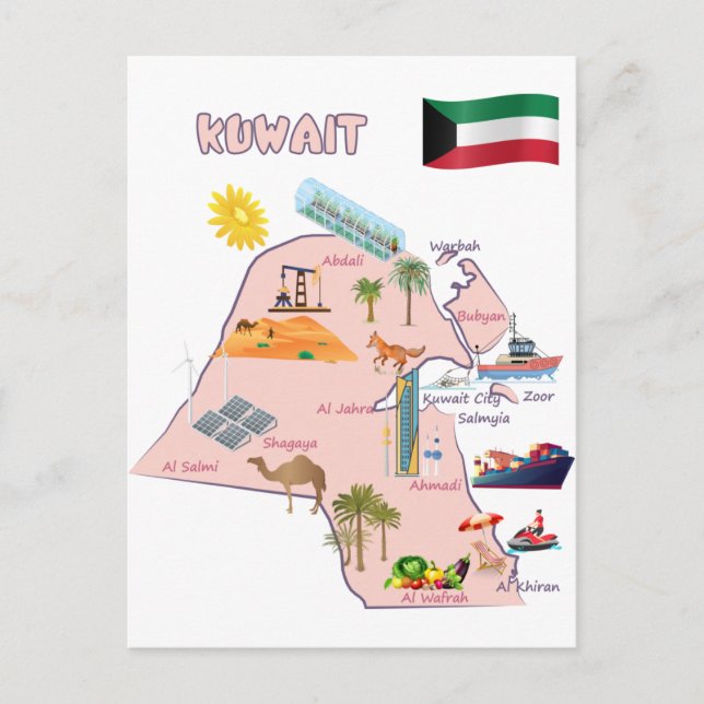 Koweït carte destinations Lieux touristiques  (Devant)