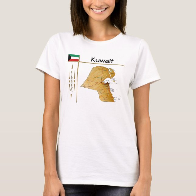 Koweït Map + Drapeau + Titre T-shirt (Devant)