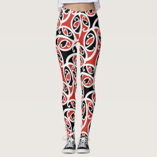 Kowhaiwhai Mangopare Maori Tribal Pattern Leggings