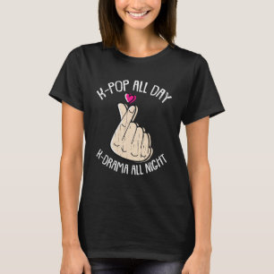 Kpop All Day Kdrama All Night K-Pop Korean Finger T-Shirt