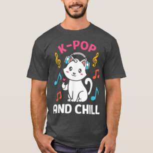 Kpop And Chill Cat Headphones Music Kawaii 1540 T-Shirt