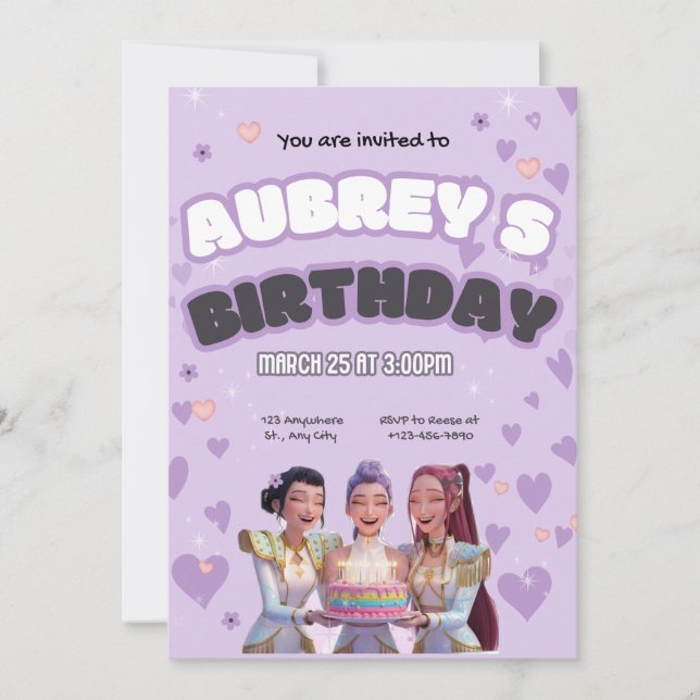 kpop demonhunters birthday invitation  (Front)