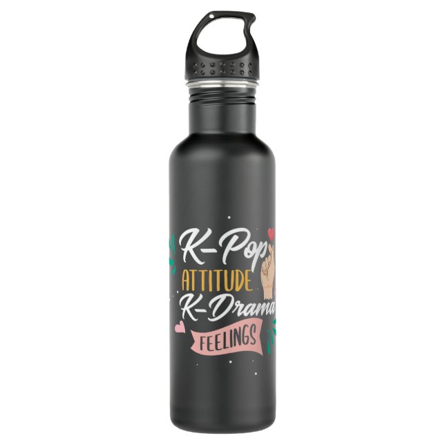 Kpop finger heart Korean love symbol cute  710 Ml Water Bottle (Front)