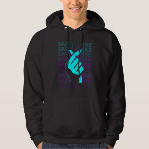 Kpop Finger Heart Saranghae Korean Heart Retro Hoodie