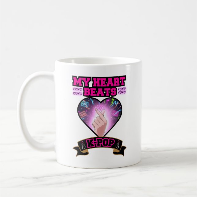 KPop Heart Korea Flag Snap Hand Music Symbol Coffee Mug (Left)