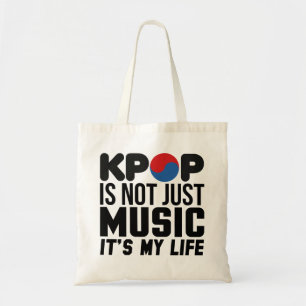 Kpop Is My Life Music Slogan Graphics Tote Bag
