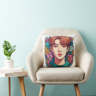 kpop kpopfan kpopfanart kpopidol kpopdrawing kpopi throw pillow