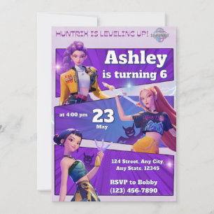 Kpop Level Up Birthday Invitation Gaming Party