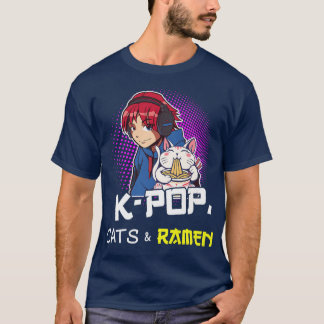 KPop Ramen Lover Cat Lover Korean Pop Music T-Shirt