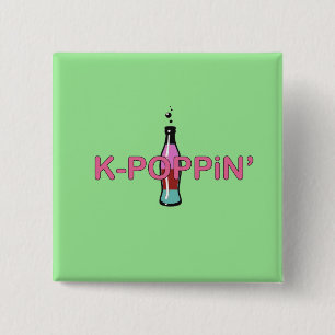 Kpoppin' Green 2 Inch Square Button