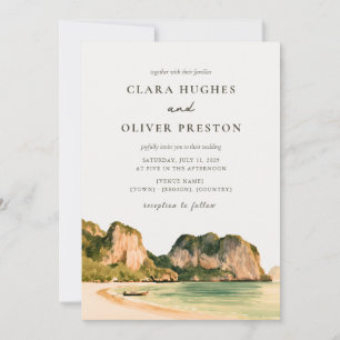 Krabi Karst Golden Hour Tropical Coast Wedding Invitation