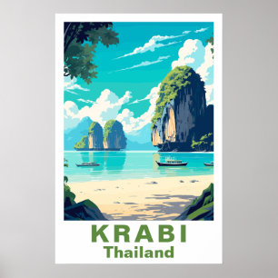 Krabi Thailand Vintage Travel Art Print