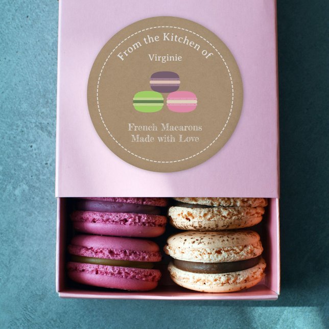 Kraf & Rustic French Macarons Label Sticker (Kraf & Rustic French Macarons Sticker)