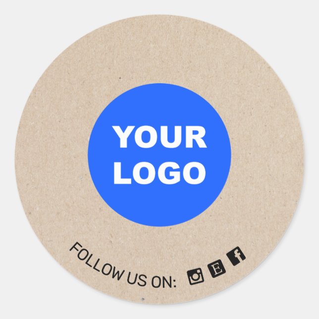 Kraft Add Your Logo Social Media Icon Classic Round Sticker (Front)