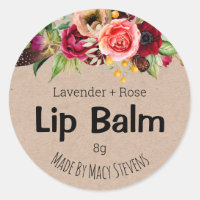 Kraft And Colourful Flowers Lip Balm Pot Lables