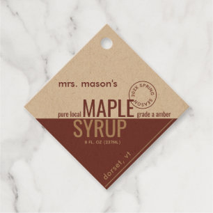 Kraft and Red Maple Syrup Nutrition Facts Favour Tags