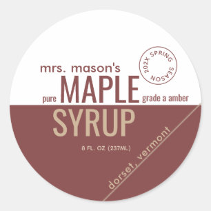 Kraft and Red Spring Season with Year Maple Syrup  Classic Round Sticker