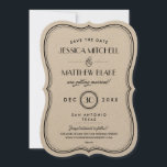 Kraft Art Deco Save the Date<br><div class="desc">Chic simple vintage inspired wedding save the date with an elegant border and mix of script and modern fonts.  Click the CUSTOMIZE IT button to customize fonts,  move text around and create your own unique one-of-a-kind invitation design.</div>