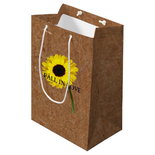 Kraft Autumn Bride Sunflower Party Gift Bag (Front Angled)