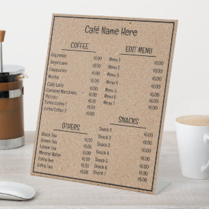 Kraft Background Café Coffee Shop Menu  Pedestal Sign