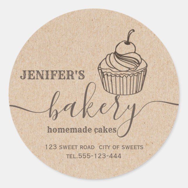 Kraft bakery Homemade cupcakes and sweets Classic Classic Round Sticker (Front)