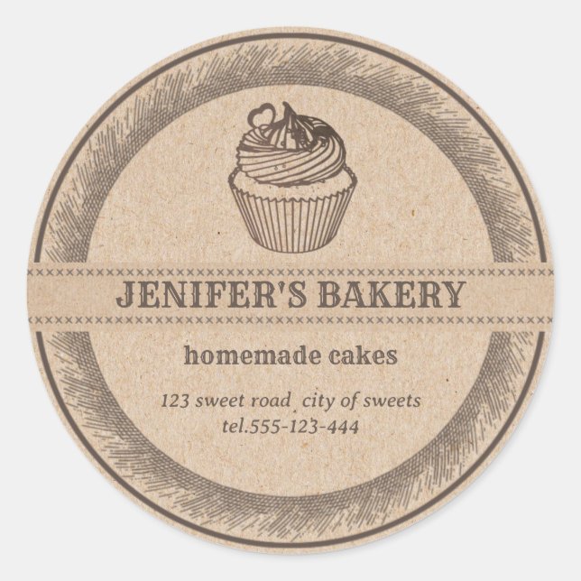 Kraft bakery Homemade cupcakes and sweets Classic Classic Round Sticker (Front)
