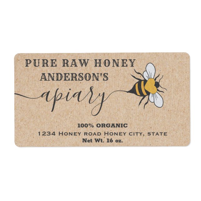 Kraft Bee logo script apiary honey jar label (Front)