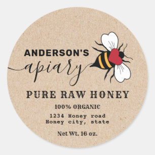 Kraft Bee script apiary honey jar label
