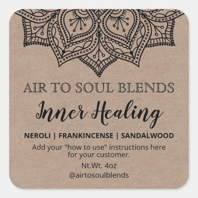 Kraft Black Mandala Blend Labels (Front)