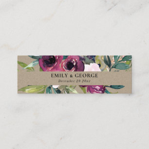 KRAFT BLUSH BURGUNDY FLORAL BUNCH WEDDING WEBSITE MINI BUSINESS CARD
