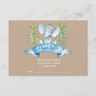 Kraft Boy Rustic Elephant Diaper Raffle Insert