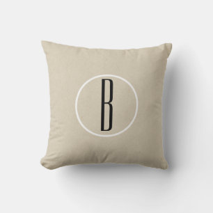 Kraft Brown Chic Monogram Letter Initial Rustic Throw Pillow