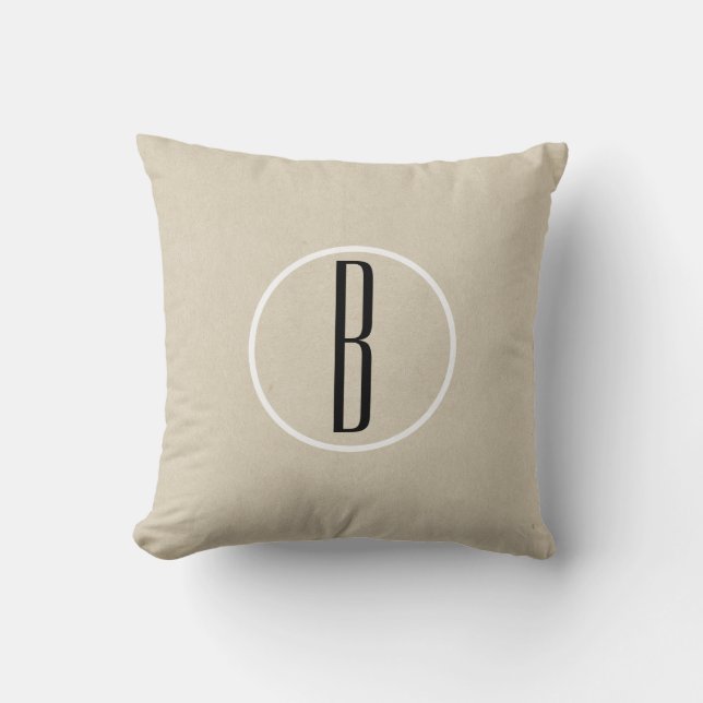 Kraft Brown Chic Monogram Letter Initial Rustic Throw Pillow (Front)