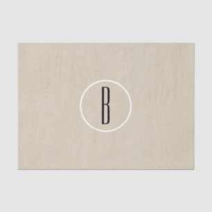 Kraft Brown Chic Monogram Letter Initial Rustic Tissue Paper