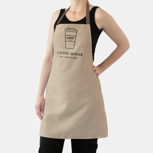 Kraft Brown Modern Simple Cute Coffee Cup Apron (Insitu)
