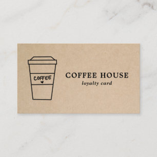 Kraft Brown Modern Simple Cute Coffee Cup Loyalty Card